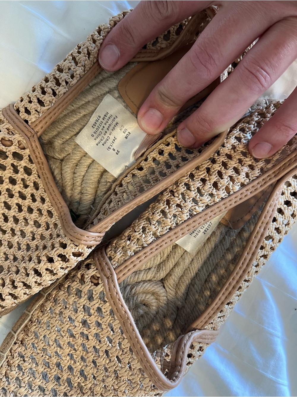 H&M Beige Crochet Espadrille Loafers